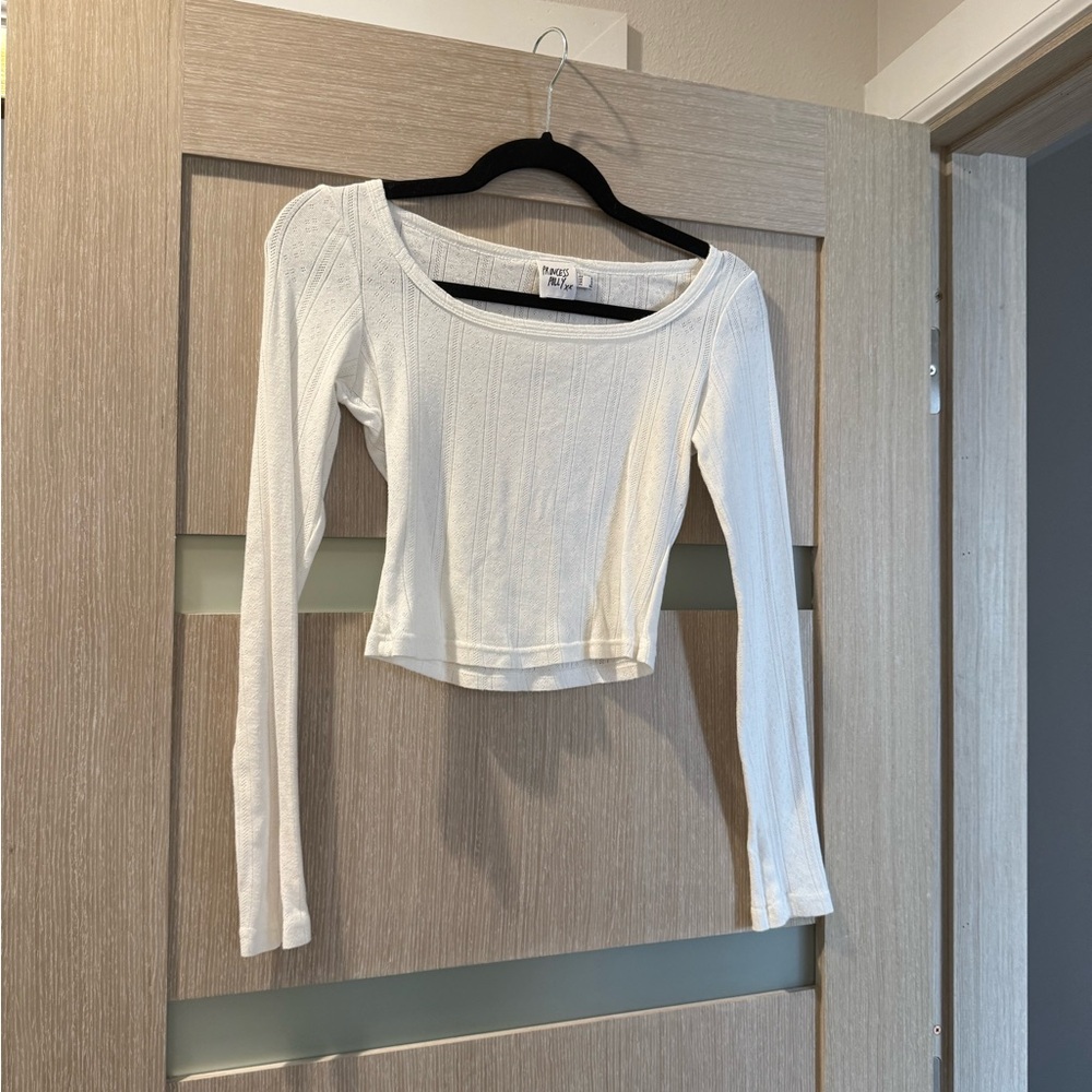 Princess Polly White/Cream Long Sleeve Crop Top